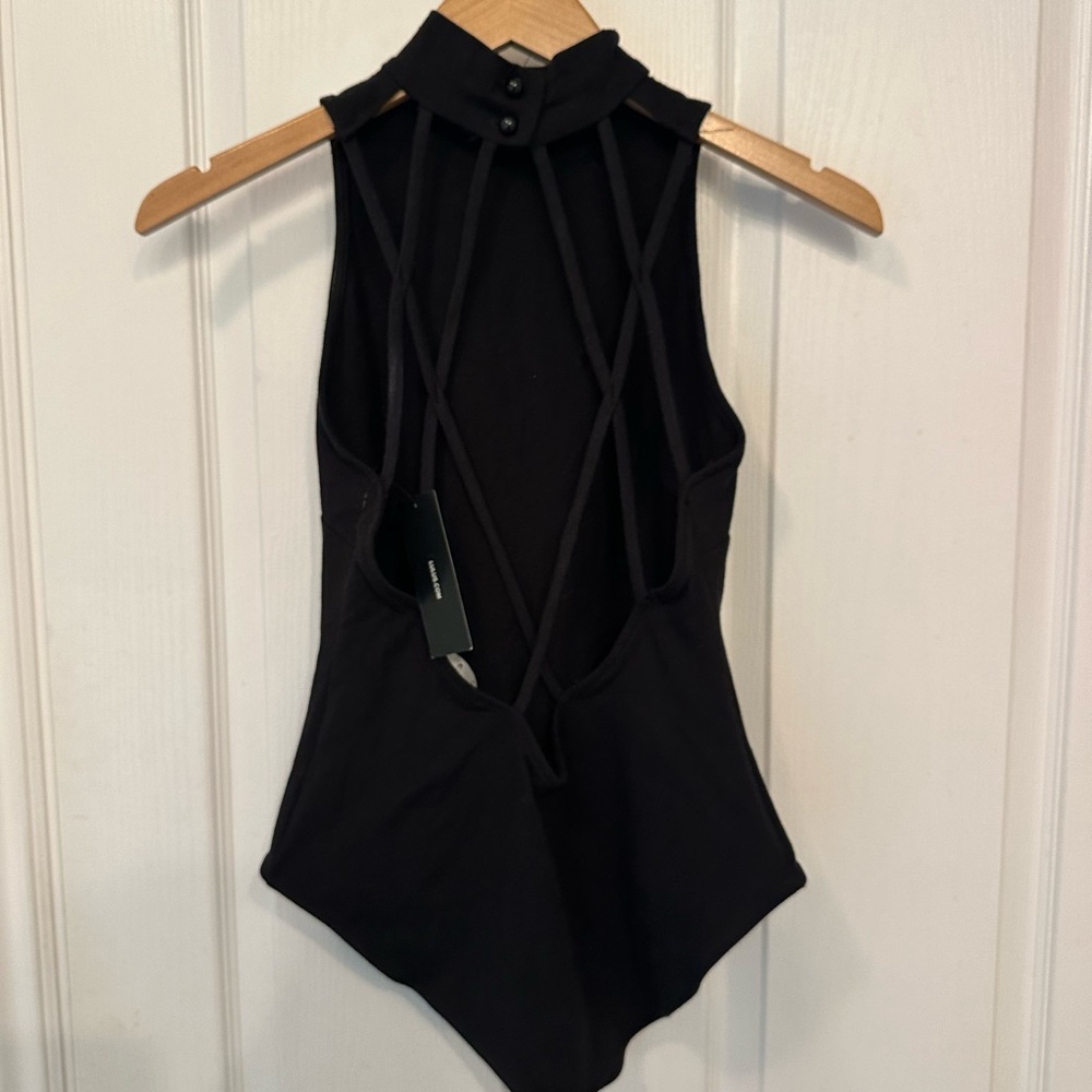 Lulu's Open Back Black Sleeveless Bodysuit